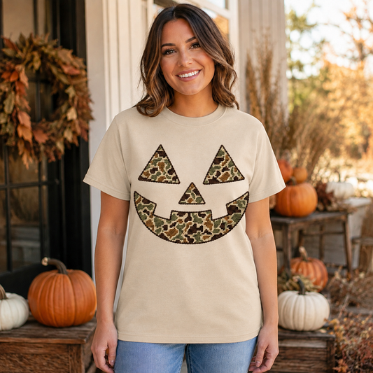 Camo Jack O Lantern Graphic Tee or Sweatshirt