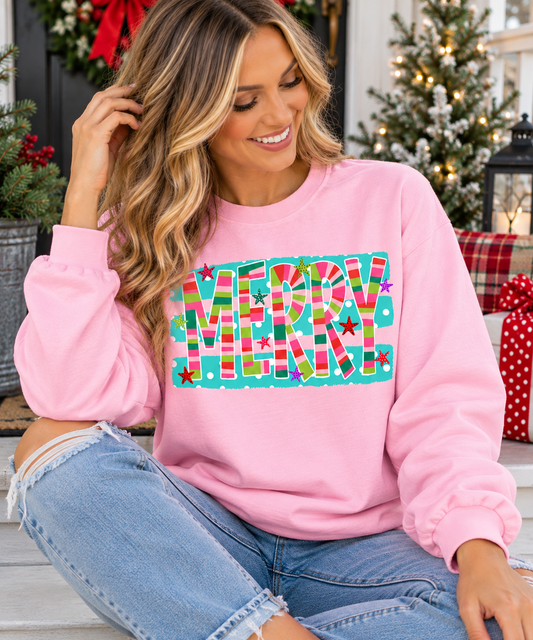 MERRY Stripe Dots Graphic ADULT Shirt