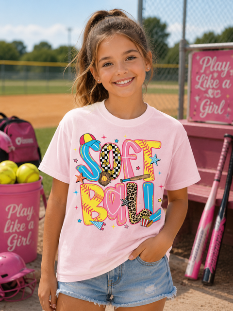 Stacked Softball Youth Tee