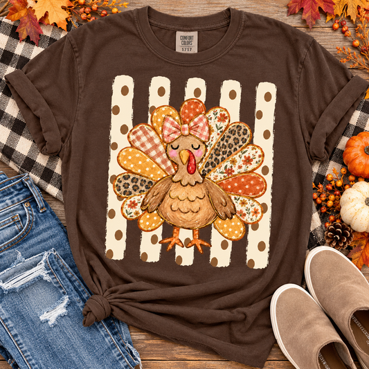 Polka Dot Stripe Turkey Graphic Shirt