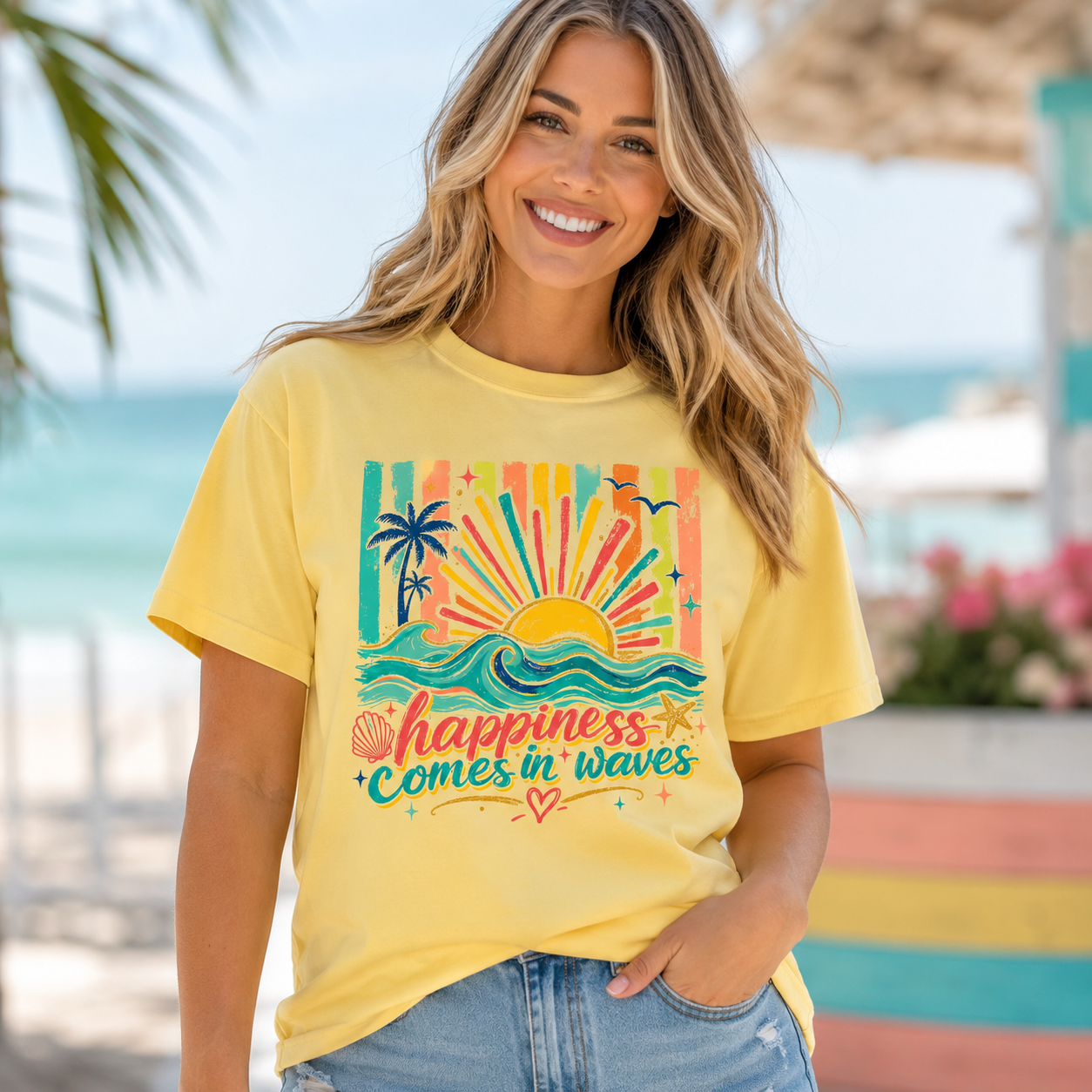 Happiness Comes in Waves Tee