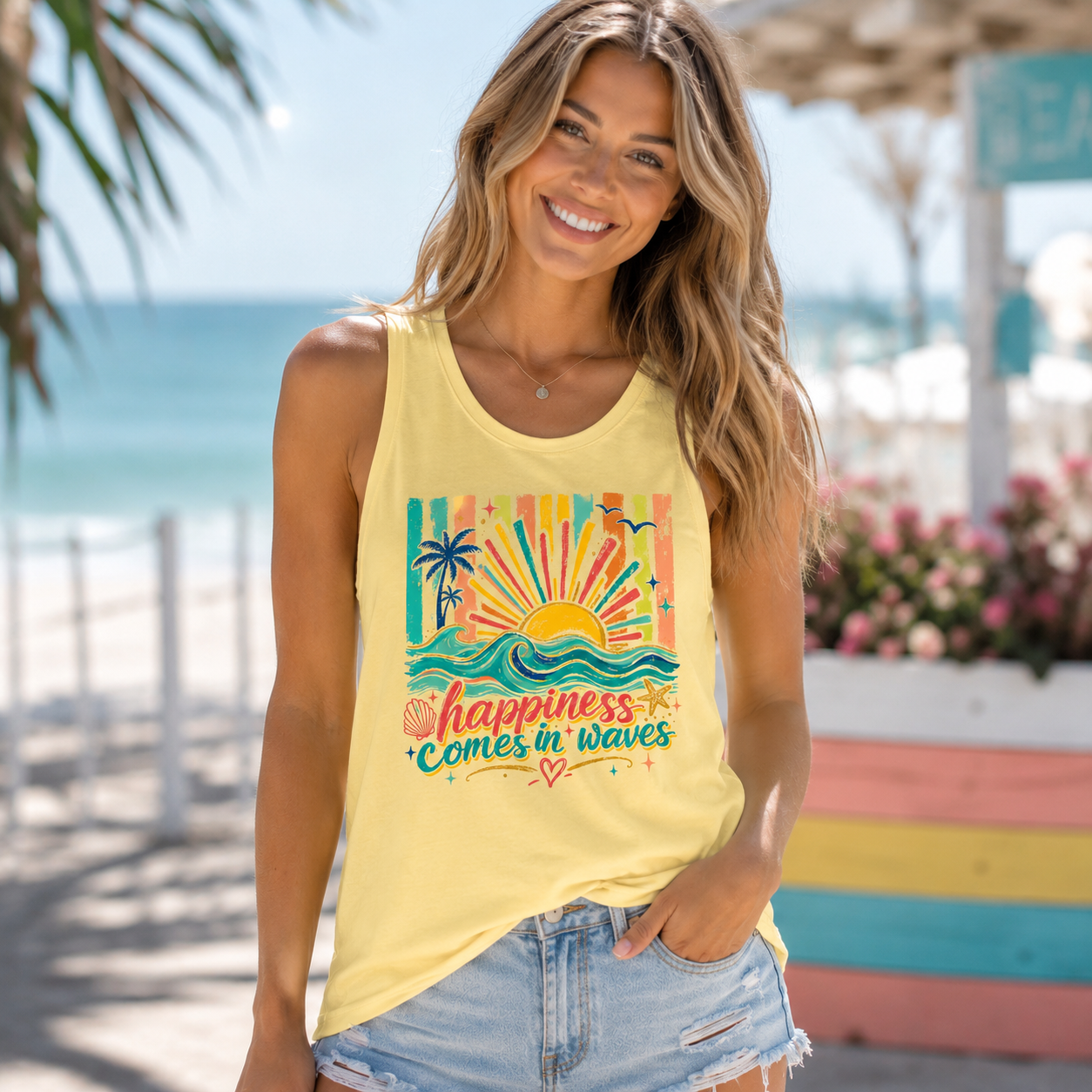 Happiness Comes in Waves Tank Top