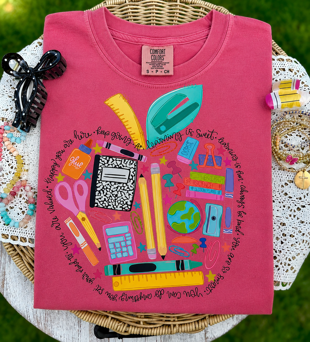 Preppy Teach Affirmation Apple Tee