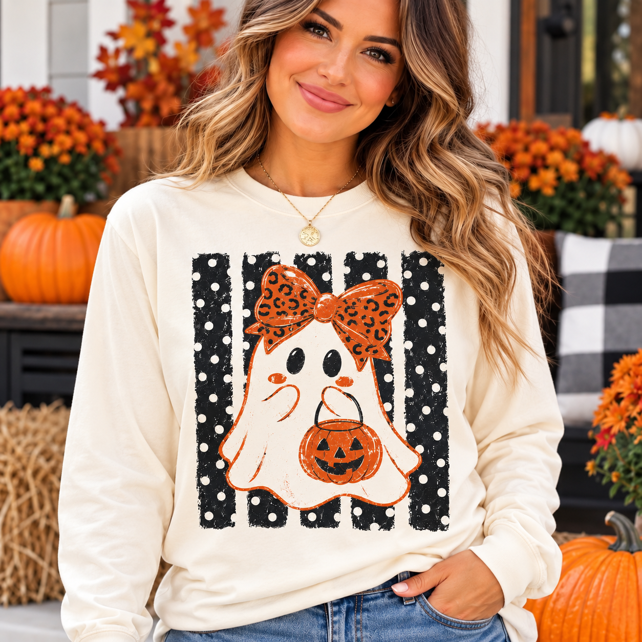 Preppy Bow Ghost Graphic Tee ADULT