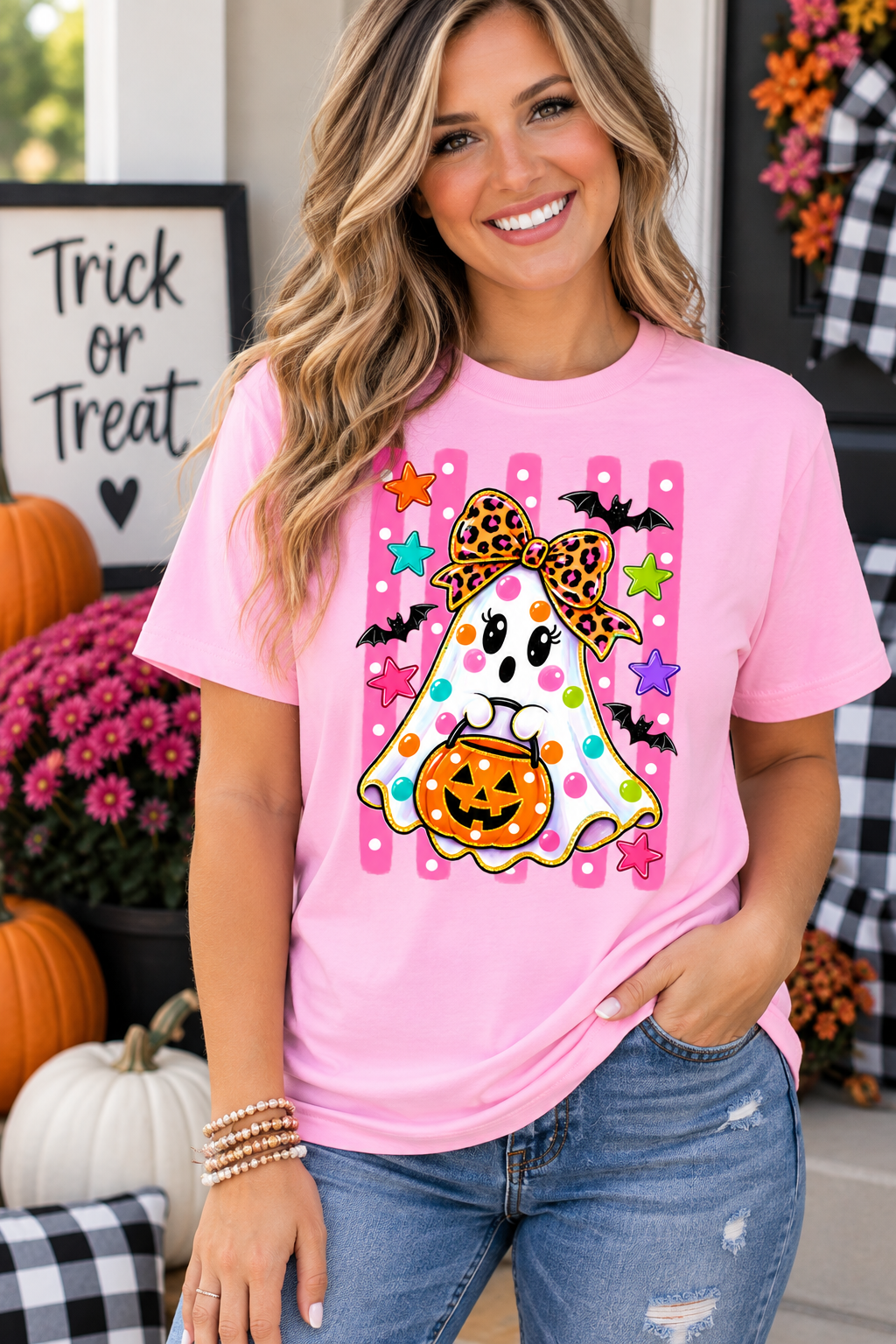 Polka Dot Ghost Graphic Tee YOUTH & ADULT