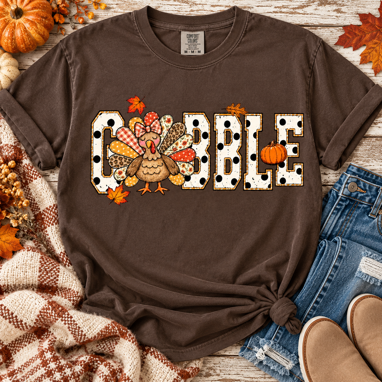 Gobble Polka Dot Turkey Graphic Shirt