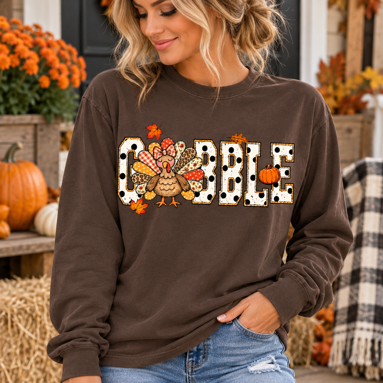 Gobble Polka Dot Turkey Graphic Shirt