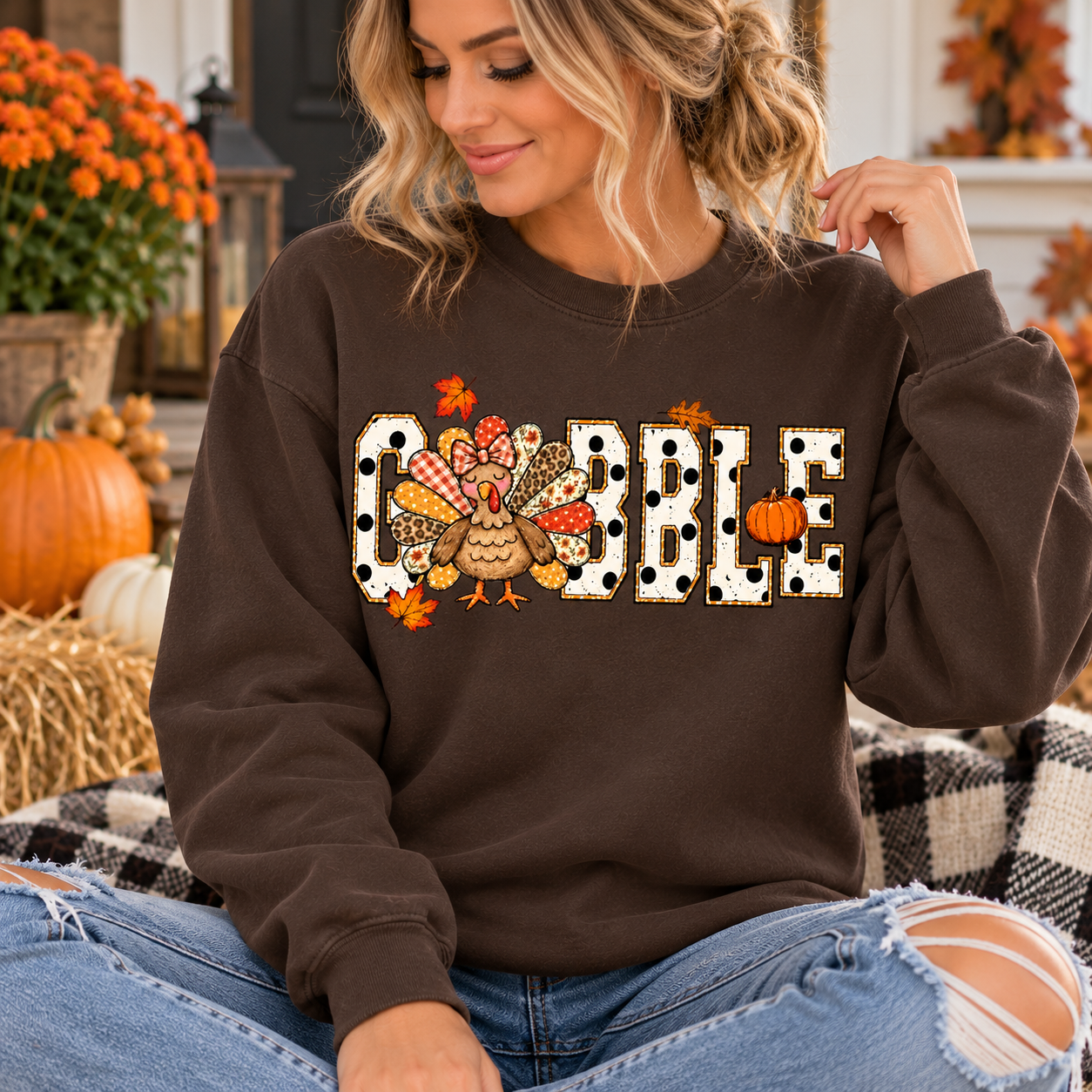 Gobble Polka Dot Turkey Graphic Shirt