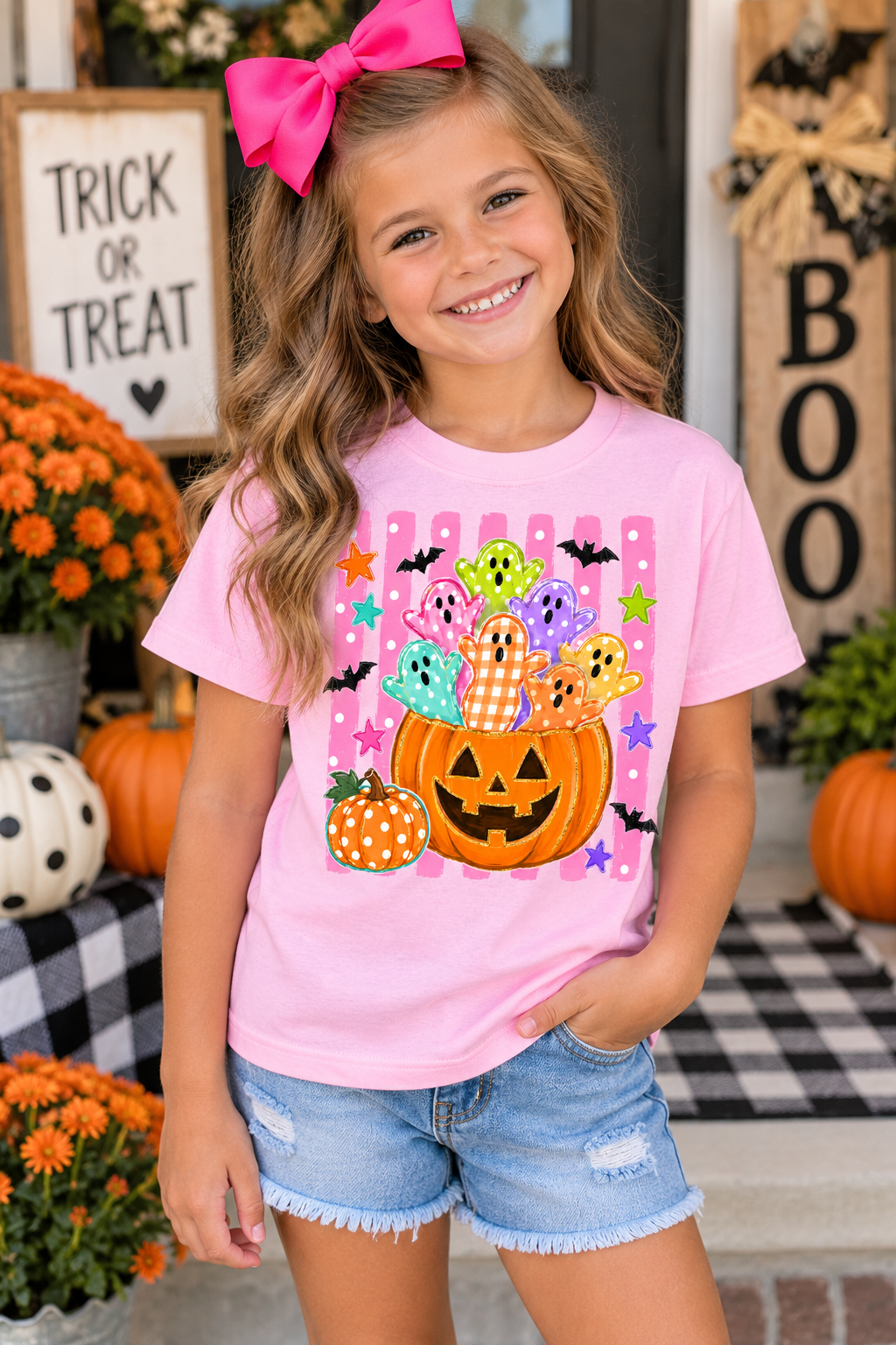 Preppy Pumpkin Ghost Graphic Tee YOUTH & ADULT