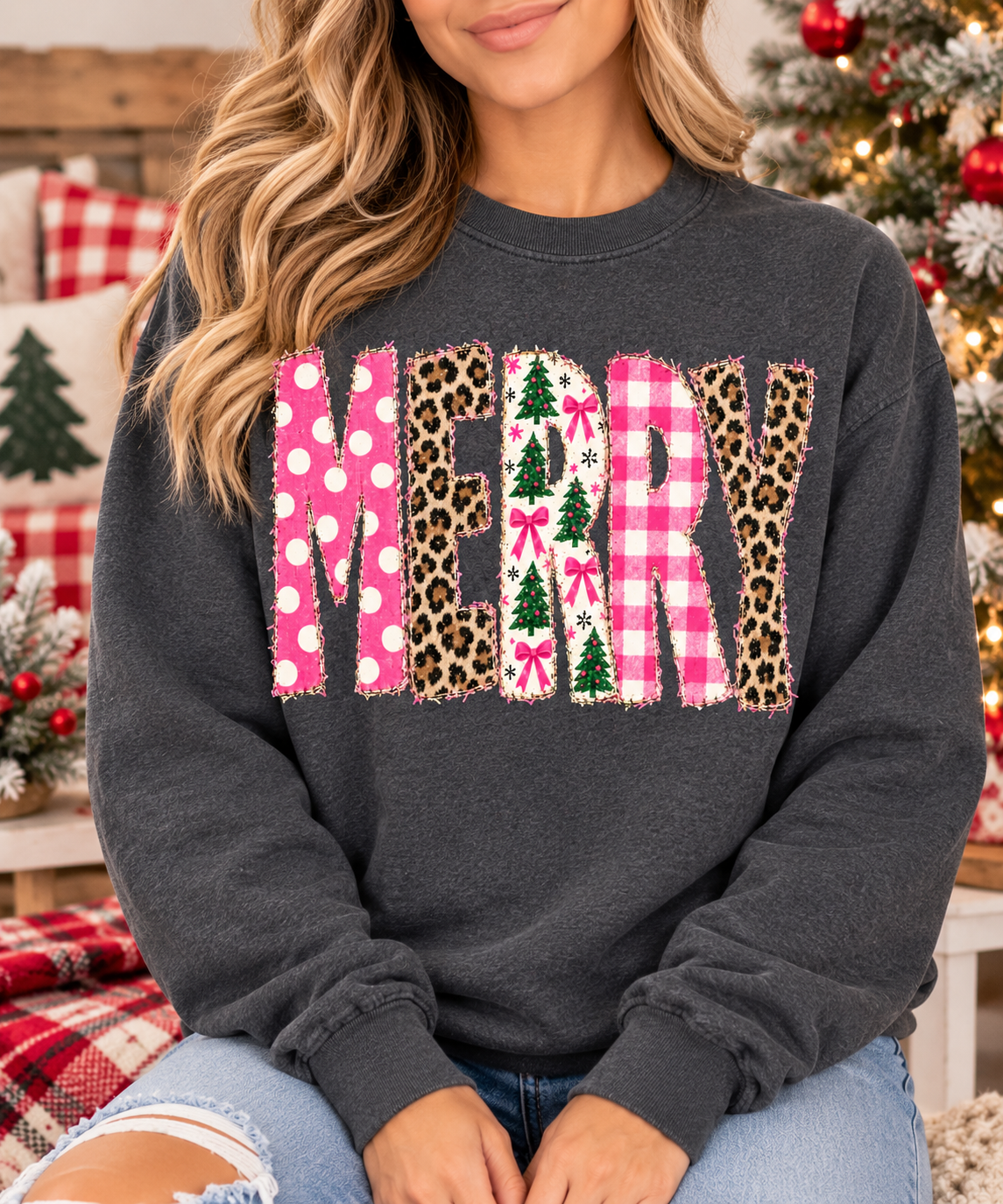MERRY Fun Print Holiday Graphic Shirt