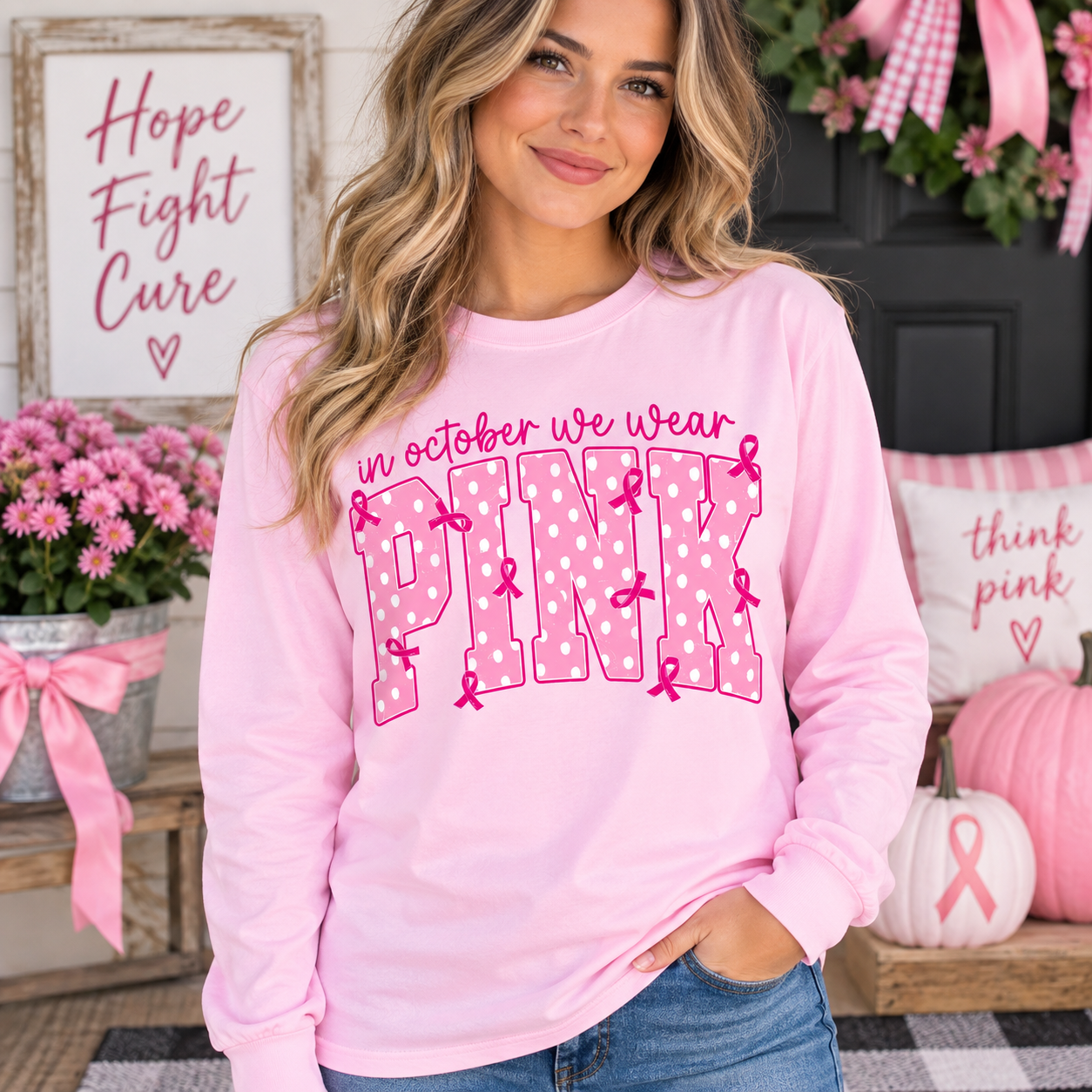 In October We Wear Pink Graphic Tee/Sweatshirt