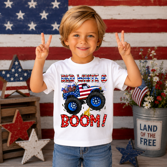 Red White and Boom Youth Tee
