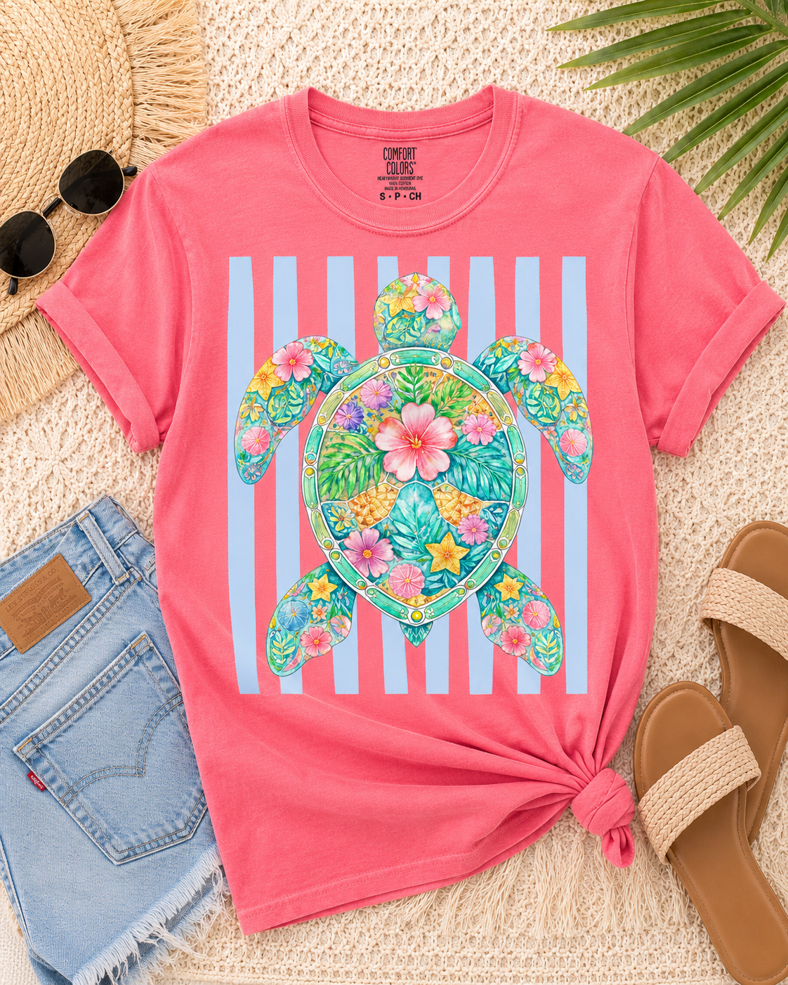 Floral Sea Turtle Tee