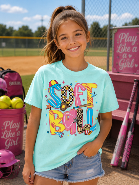Stacked Softball Youth Tee