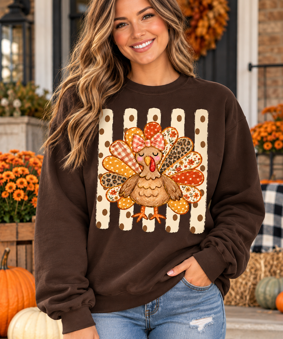 Polka Dot Stripe Turkey Graphic Shirt
